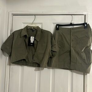 Crop top and skirt set.